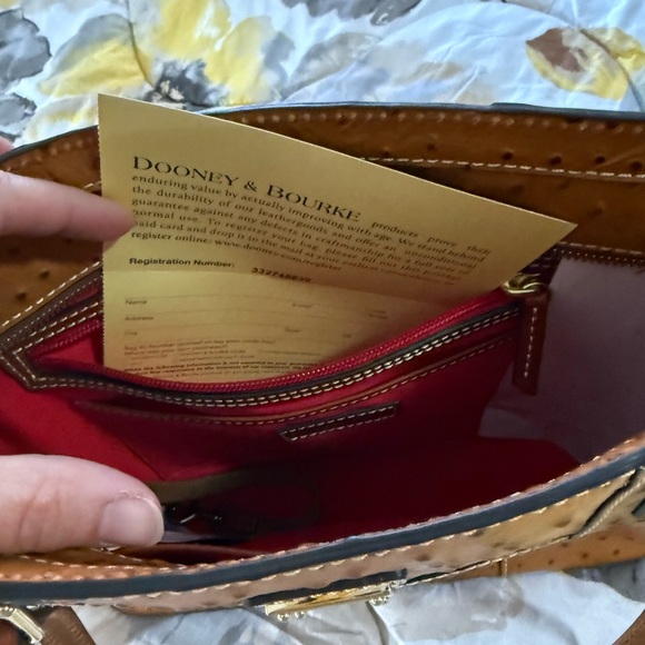 Dooney & Bourke Brown Ostrich-Embossed Tote - Picture 11 of 14